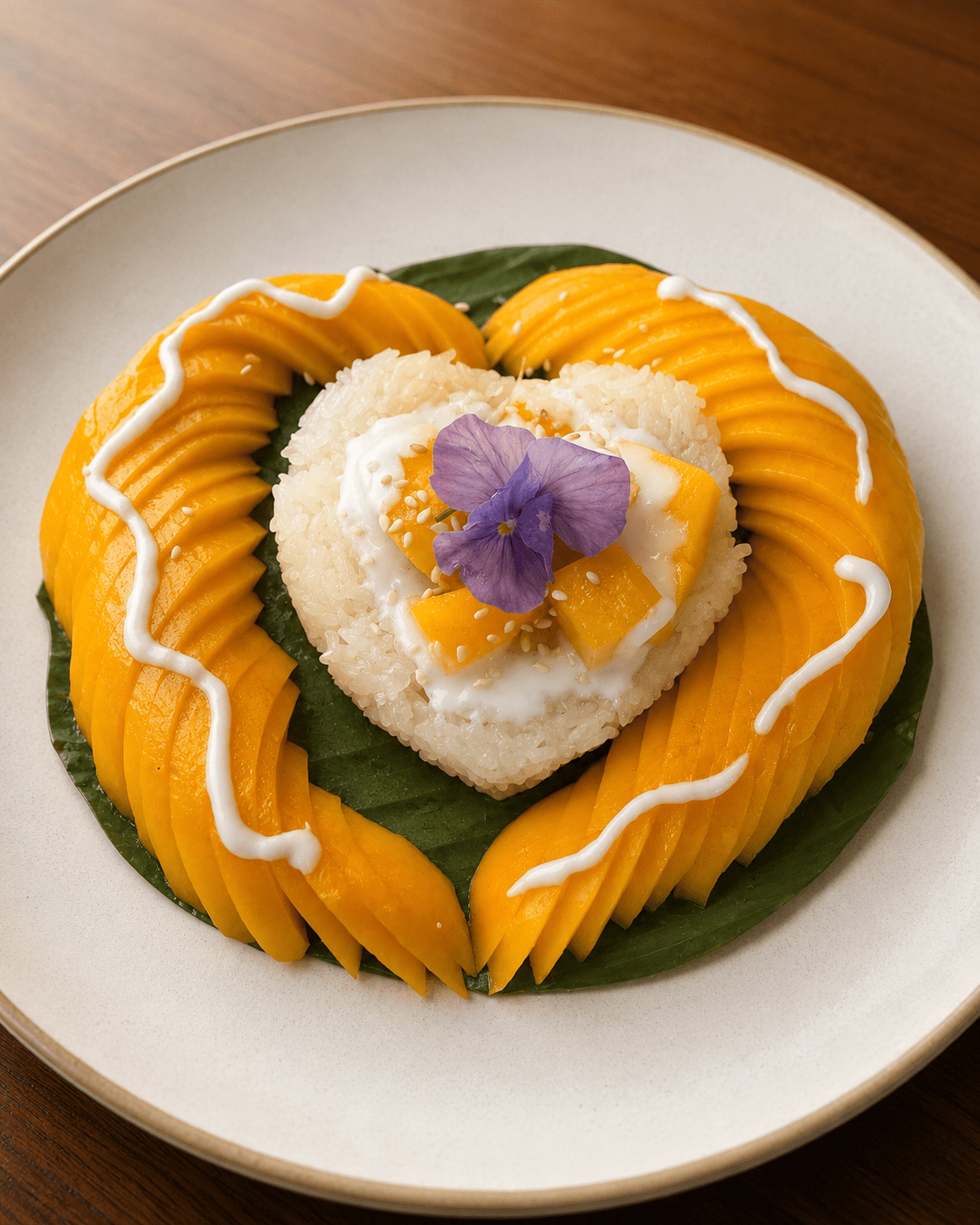 Mango sticky rice dessert at AM Thai Cuisine Anaheim