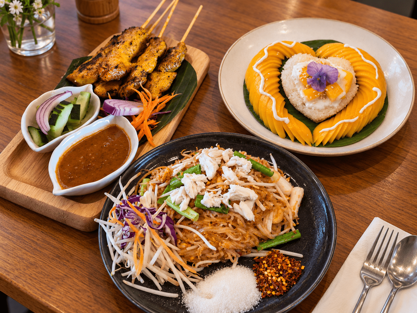 Signature Thai dishes at AM Thai Cuisine in Anaheim, CA